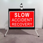 Roll Up Sign & Stand - Slow Accident Recovery Reflective Roll Up Tripod Sign